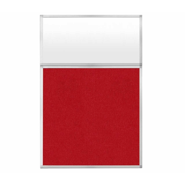 Hush Panel Configurable Cubicle Partition 4' x 6' W/ Window Red Fabric Frosted Window